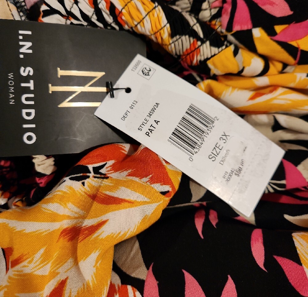 I.N.STUDIO Tropical Floral Palazzo Pants Size 3X NWT - Picture 5 of 5